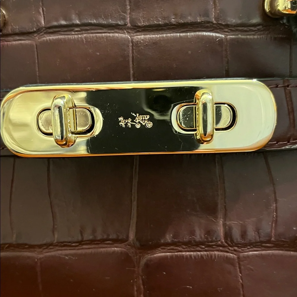 Coach Swagger 27 Croc embossed leather crossbody satchel #E1677 37493 - Picture 5 of 14